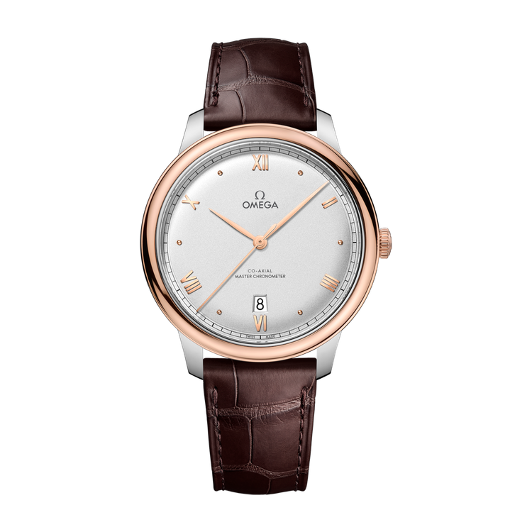 Omega De Ville Prestige Silver Two-Tone Alligator Leather 40mm