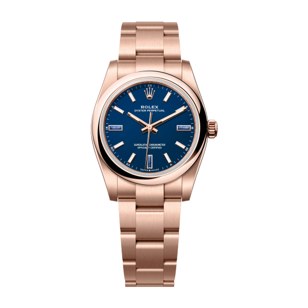 Rolex Oyster Perpetual 34 Blue Rose Gold 34mm