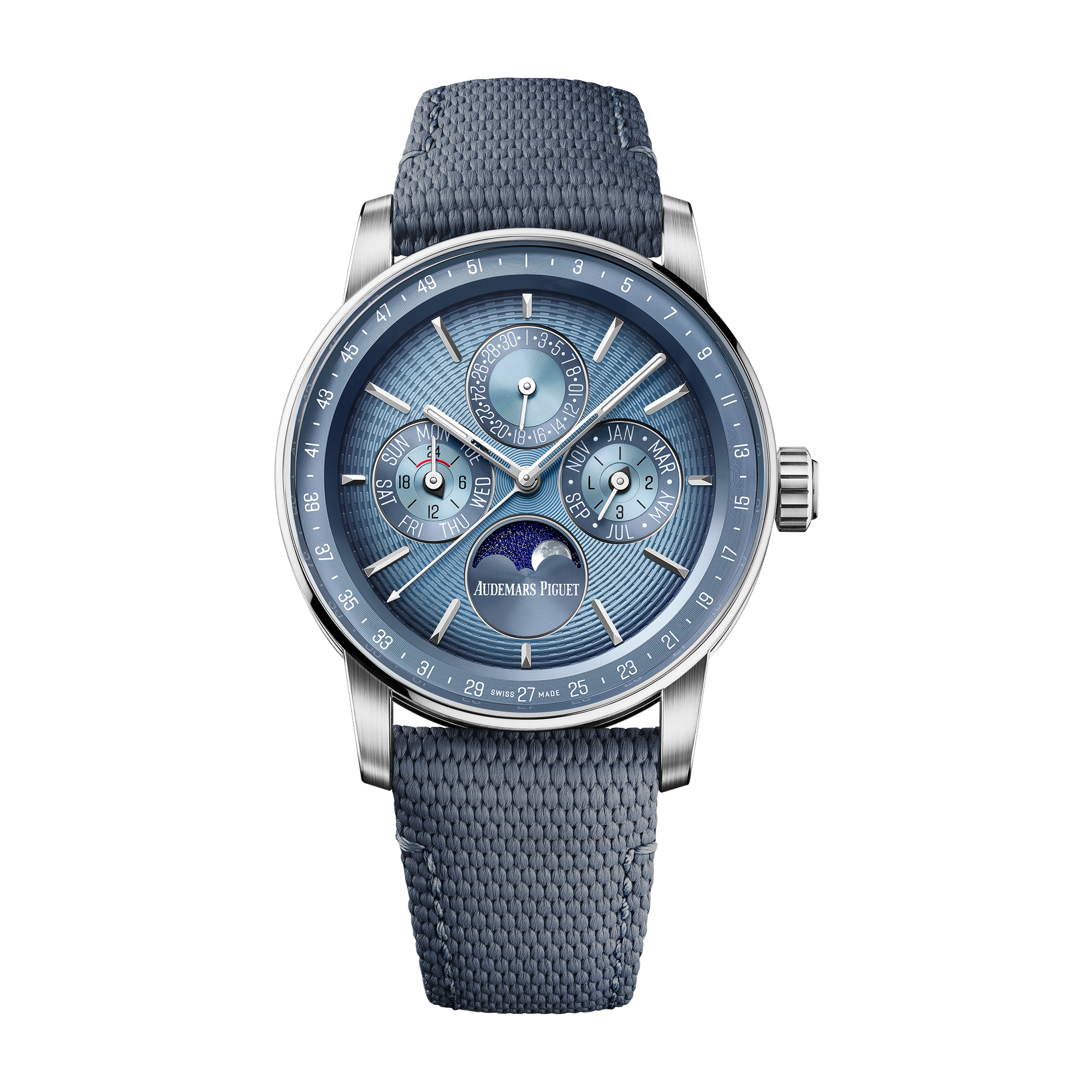 Audemars Piguet Code 11.59 Perpetual Calendar Blue White Gold Rubber 41mm