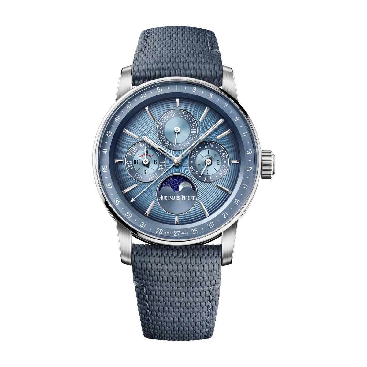 Audemars Piguet Code 11.59 Perpetual Calendar Blue White Gold Rubber 41mm