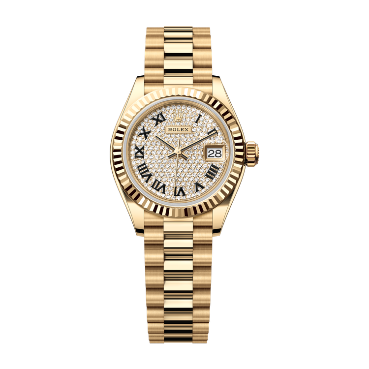 Rolex Lady-Datejust Diamond Pave Yellow Gold 28mm