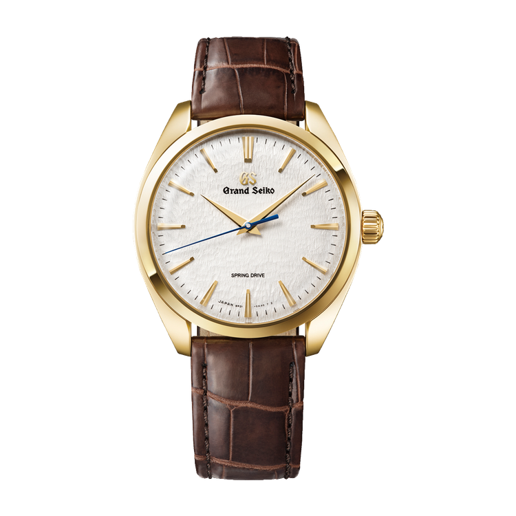 Grand Seiko Elegance Thin Dress Series White Yellow Gold Alligator Leather 38.5mm