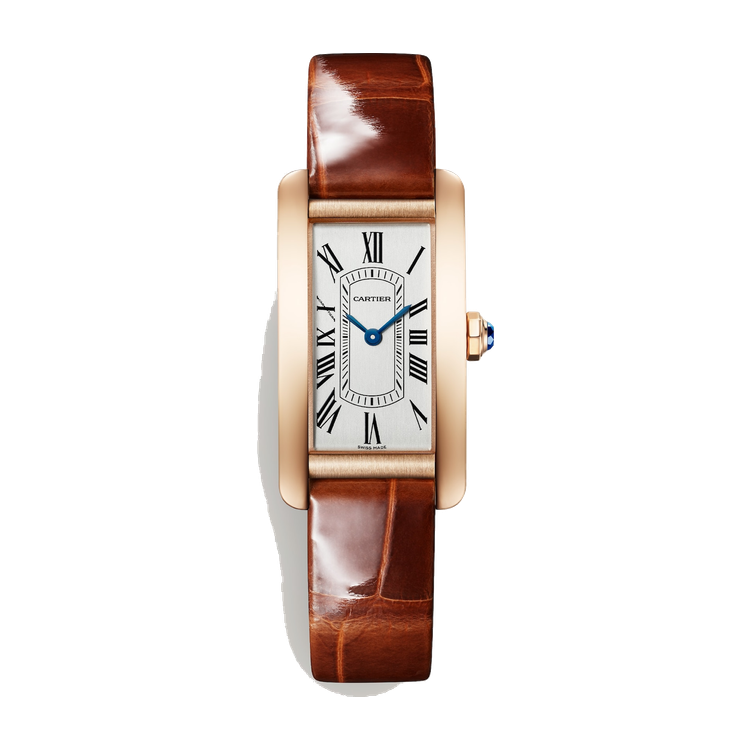 Cartier Tank Américaine Silver Rose Gold Alligator Leather 19.4mm