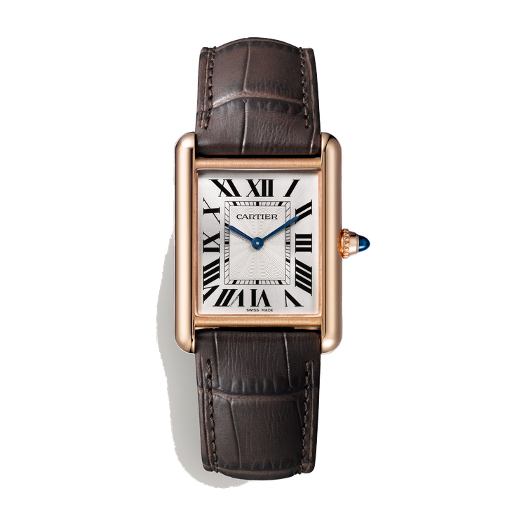 Cartier Tank Louis Cartier Silver Rose Gold Alligator Leather 25.5mm