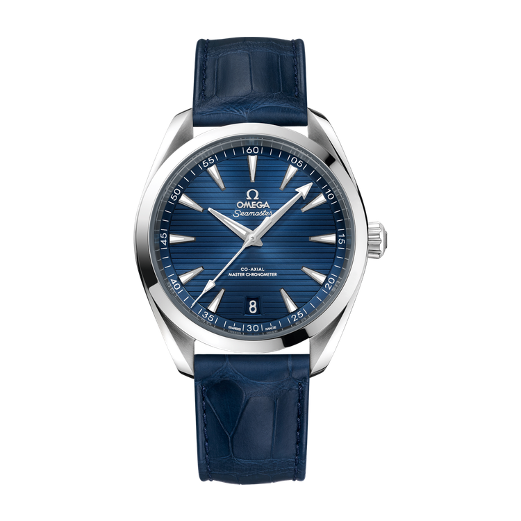 Omega Seamaster Aqua Terra 150M Blue Steel Alligator Leather 41mm