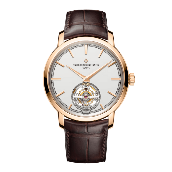Vacheron Constantin Traditionnelle Tourbillon Silver Rose Gold Alligator Leather 41mm
