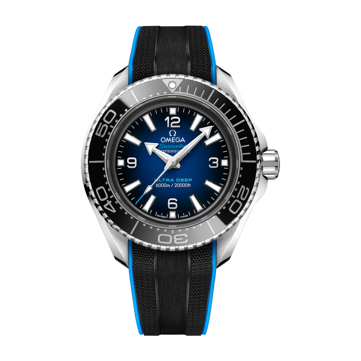 Omega "Ultra Deep" Seamaster Planet Ocean 6000M Blue Steel Rubber 45.5mm