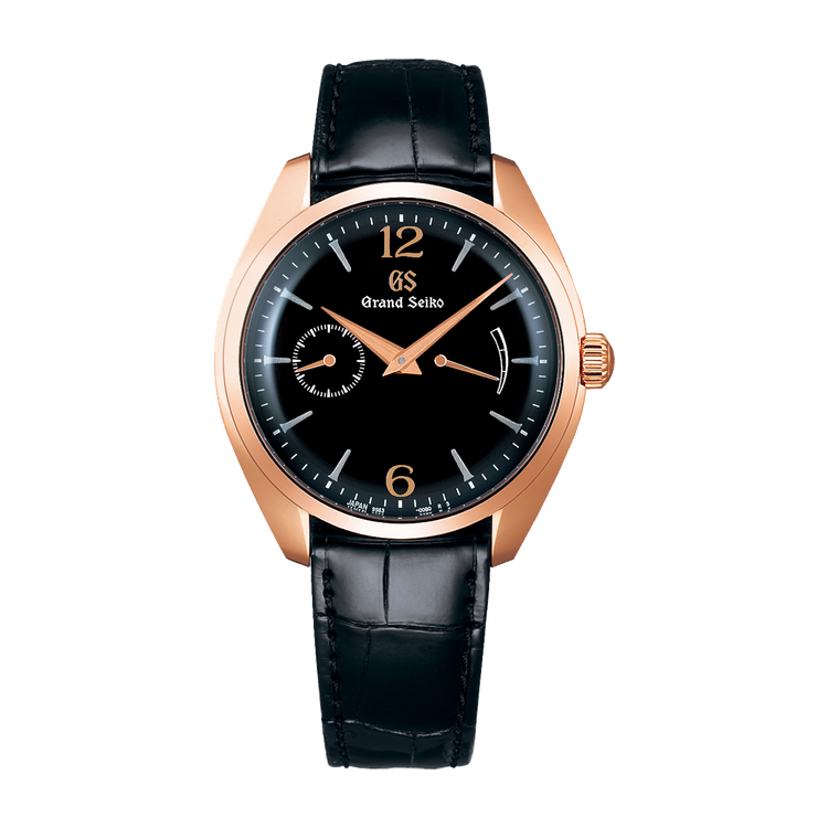 Grand Seiko Elegance Thin Dress Series Black Rose Gold Alligator Leather 39mm