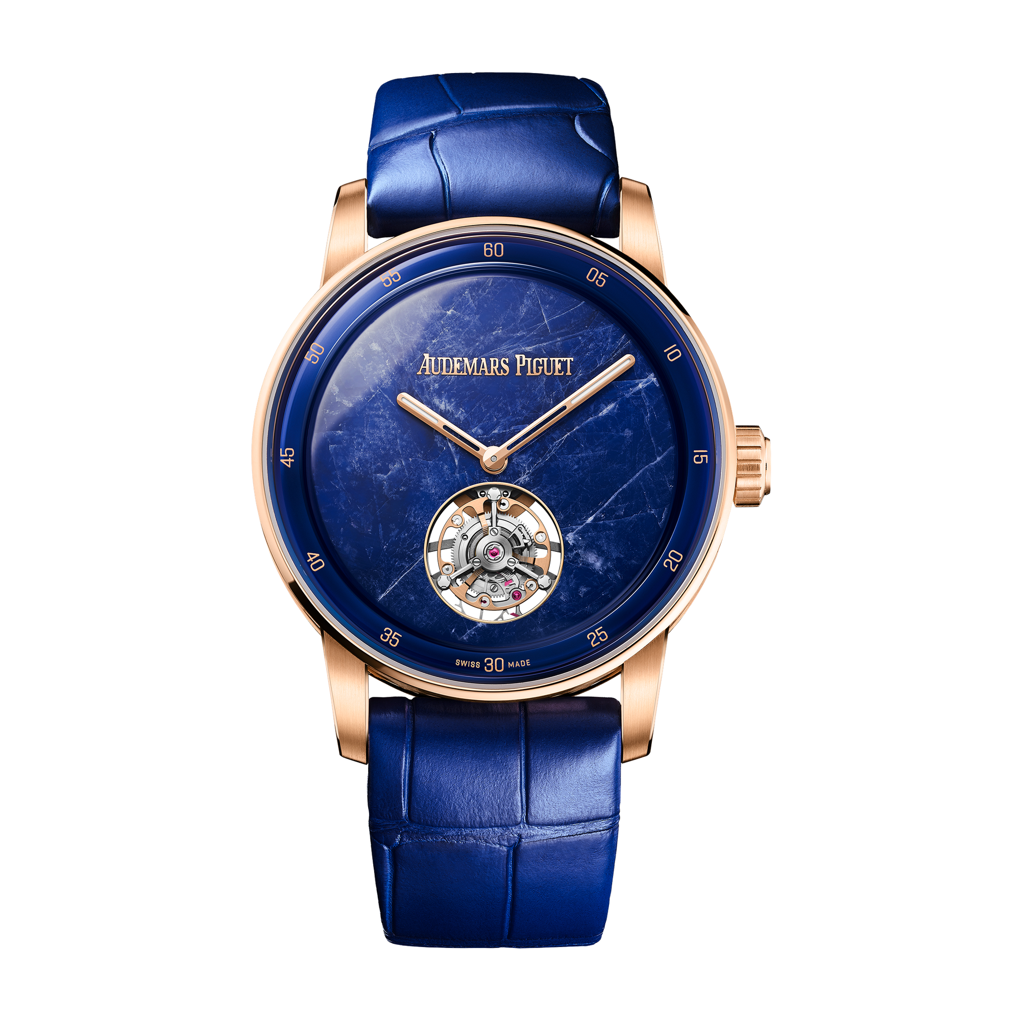 Audemars Piguet Code 11.59 Selfwinding Flying Tourbillon Blue Rose Gold Alligator Leather 38mm