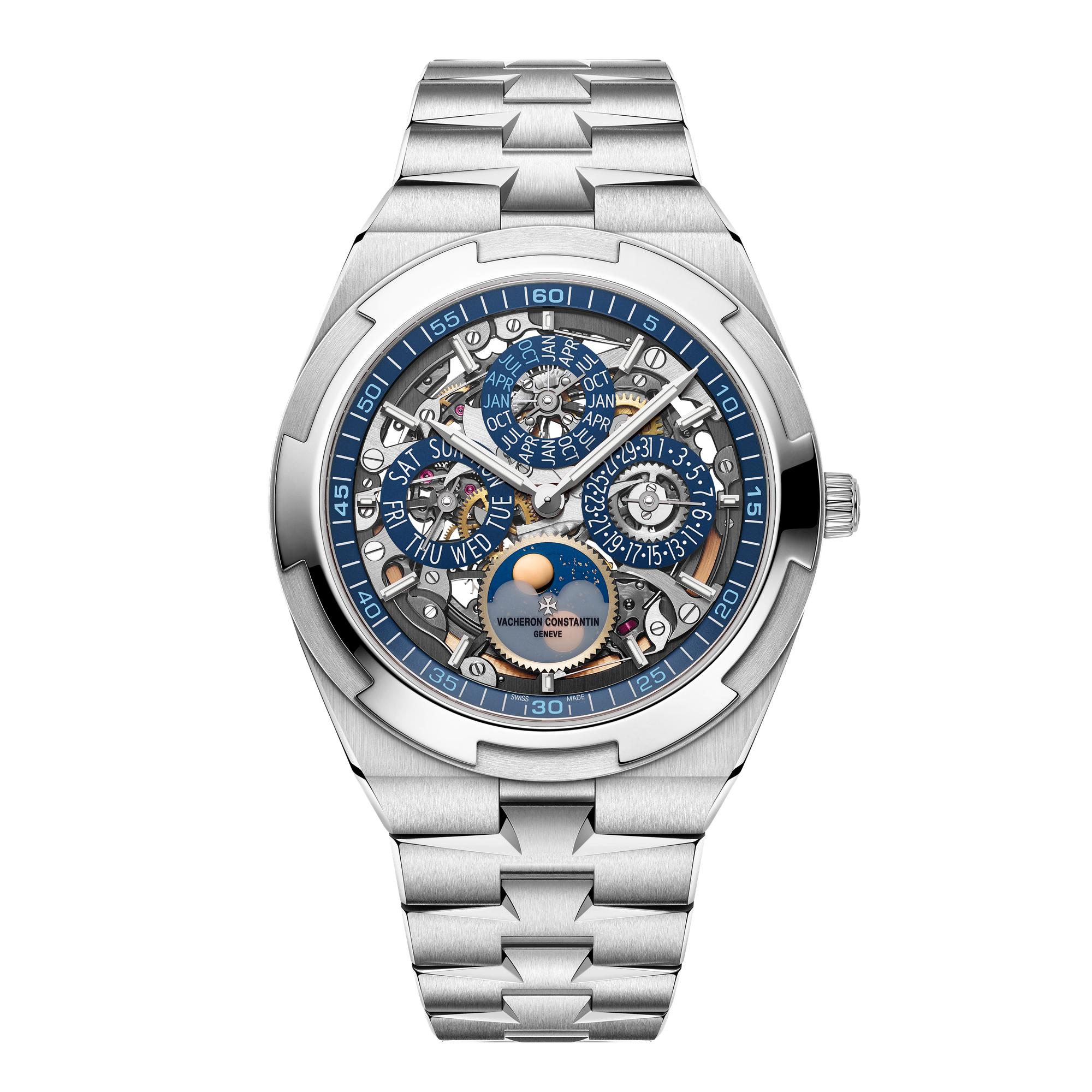 Vacheron Constantin Overseas Perpetual Calendar Ultra-thin Skeleton Blue White Gold 41.5mm