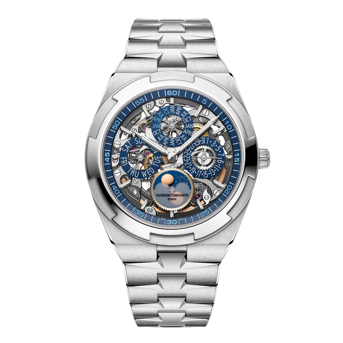 Vacheron Constantin Overseas Perpetual Calendar Ultra-thin Skeleton Blue White Gold 41.5mm