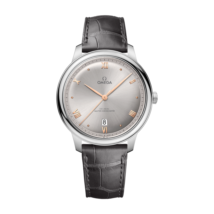 Omega De Ville Prestige Grey Steel Alligator Leather 40mm