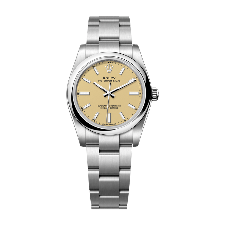 Rolex Oyster Perpetual 34 Cream Steel 34mm