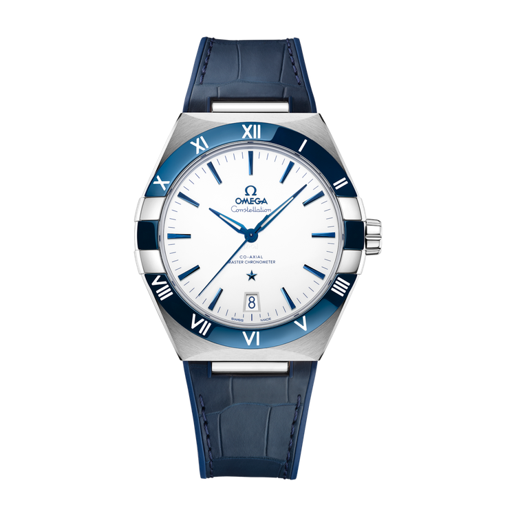 Omega Constellation White Steel Alligator Leather 41mm