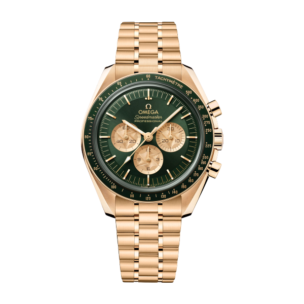 Omega Speedmaster Moonwatch Professional Green Yellow Gold 42mm