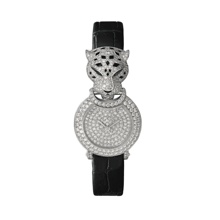 Cartier La Panthère Diamond Pave White Gold Alligator Leather