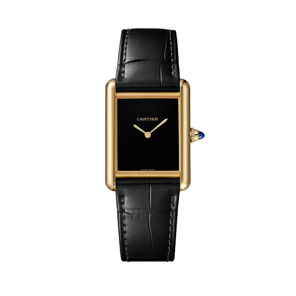 Cartier Tank Louis Cartier Black Yellow Gold Alligator Leather 25.5mm