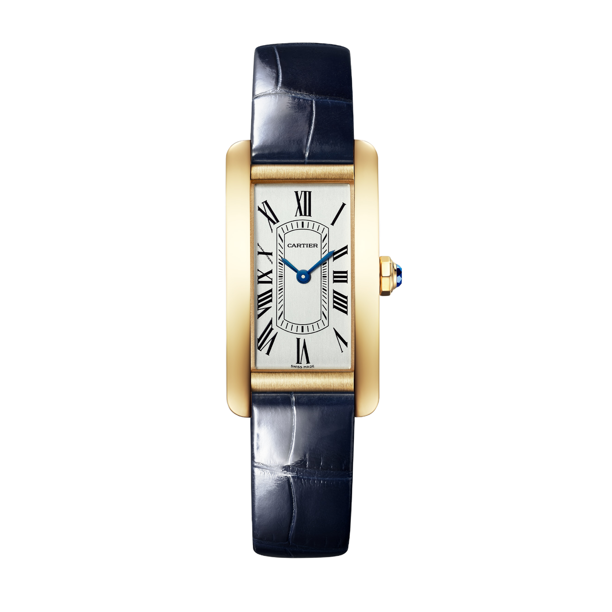 Cartier Tank Américaine Silver Yellow Gold Alligator Leather 19.4mm