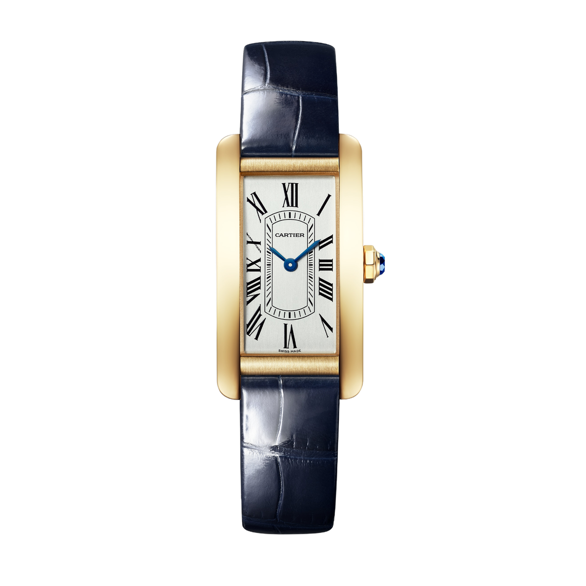 Cartier Tank Américaine Silver Yellow Gold Alligator Leather 19.4mm