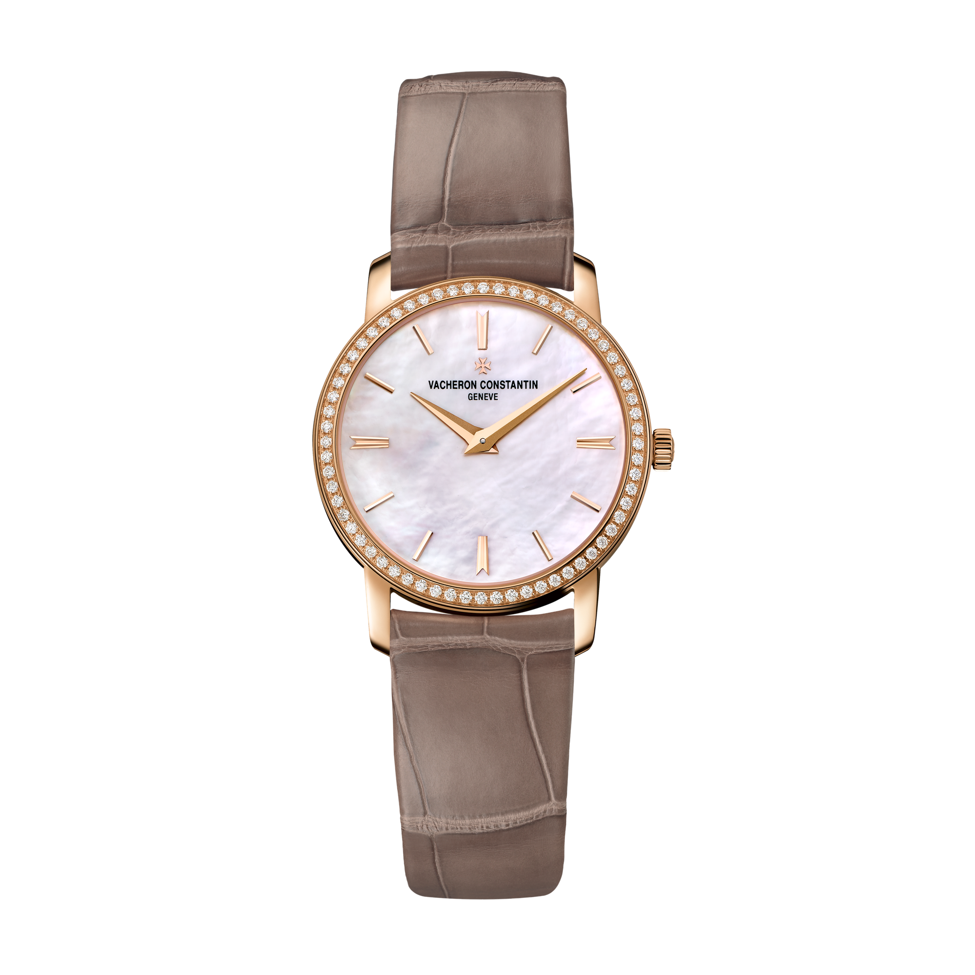 Vacheron Constantin Traditionnelle Quartz Mother of Pearl Rose Gold Alligator Leather 30mm