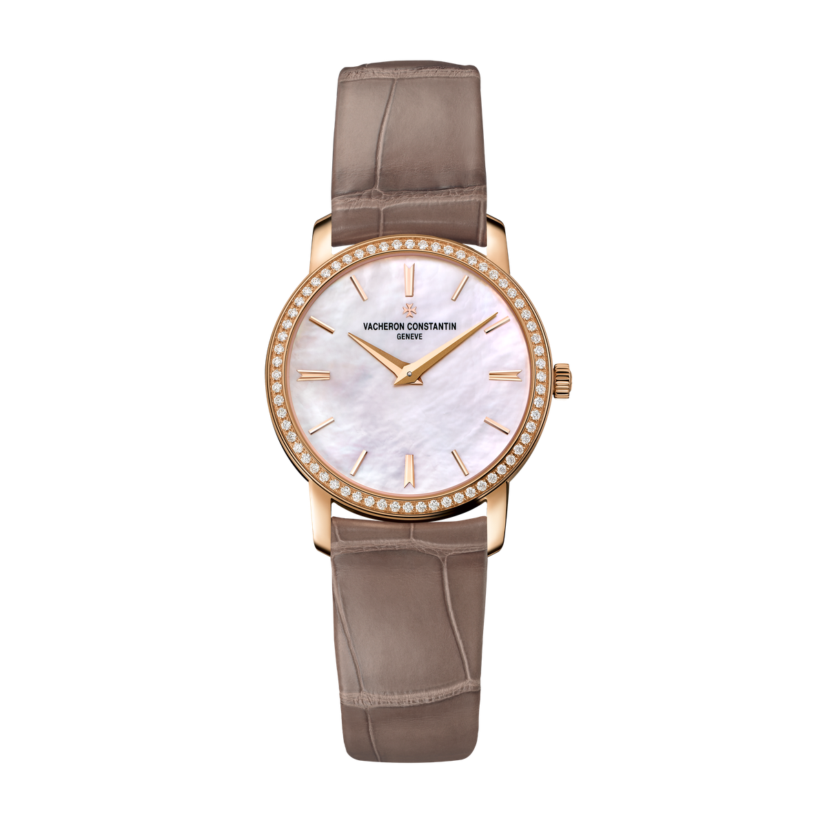 Vacheron Constantin Traditionnelle Quartz Mother of Pearl Rose Gold Alligator Leather 30mm
