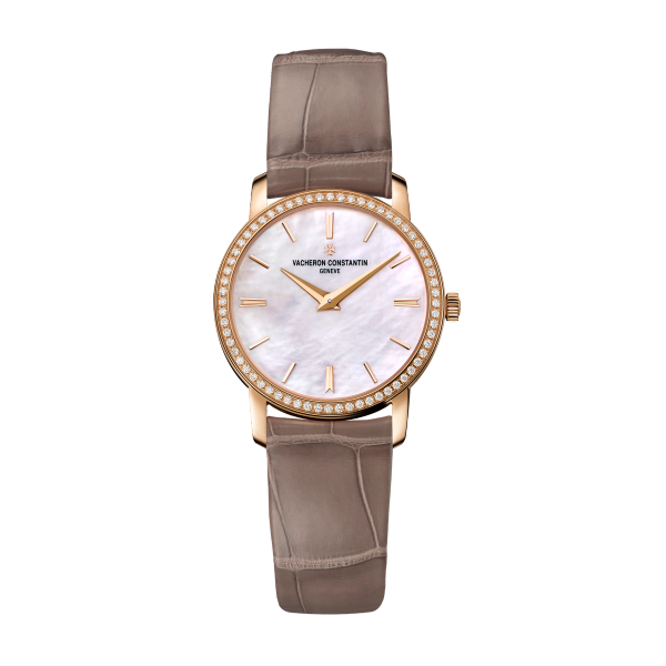 Vacheron Constantin Traditionnelle Quartz Mother of Pearl Rose Gold Alligator Leather 30mm
