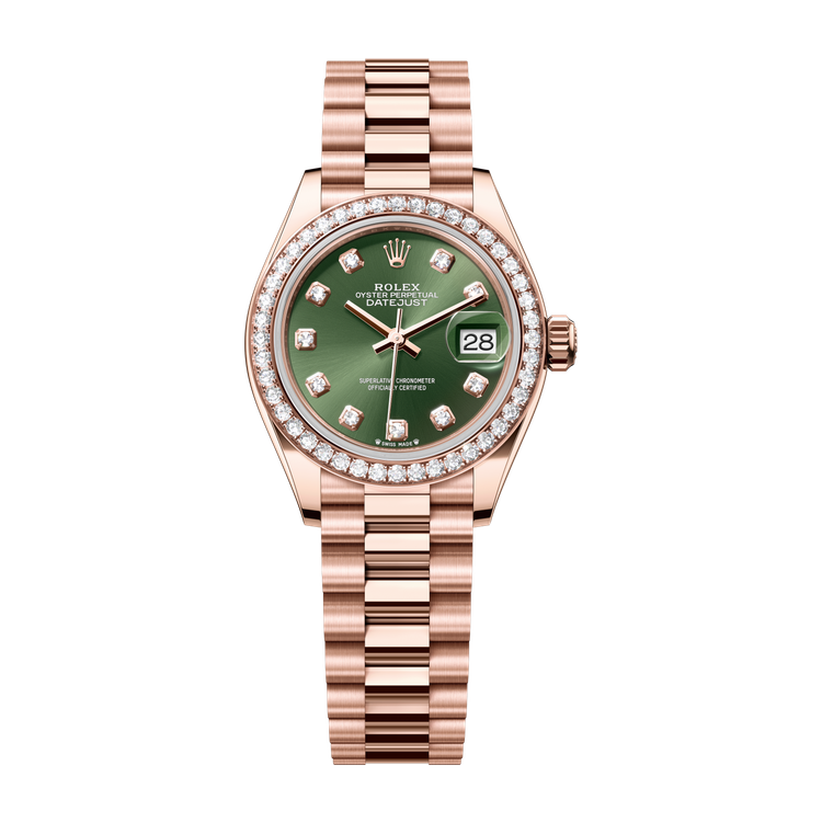 Rolex Lady-Datejust Green Rose Gold 28mm