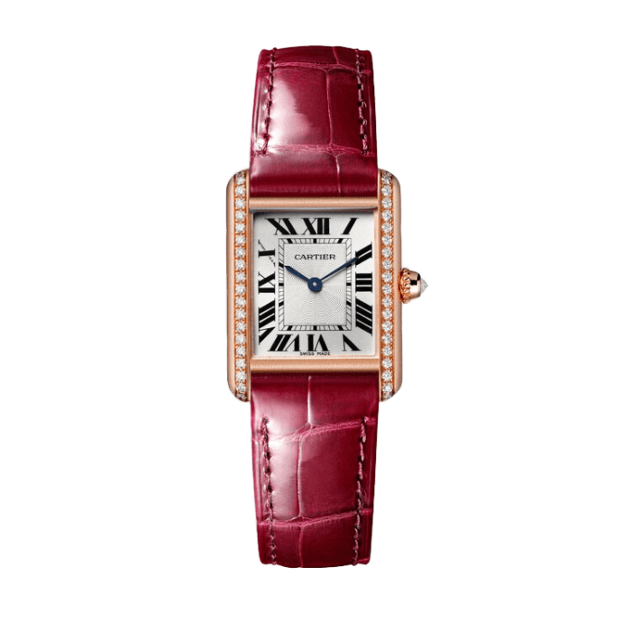Cartier Tank Louis Cartier Silver Rose Gold Alligator Leather 22mm