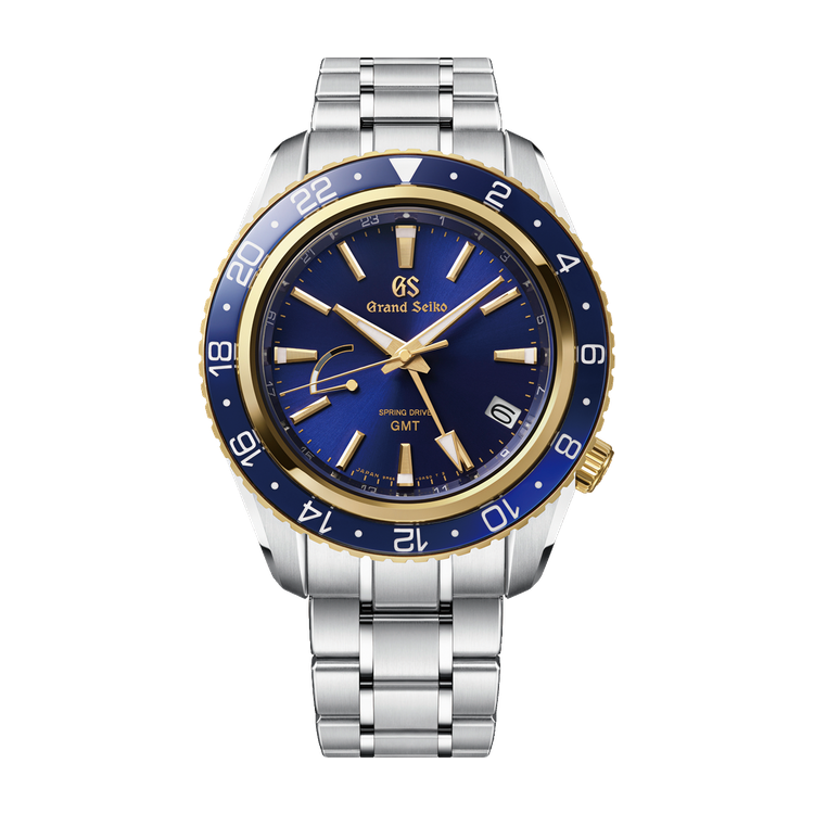 Grand Seiko Sport Triple Time Zone Blue Two-Tone Alligator Leather 44mm