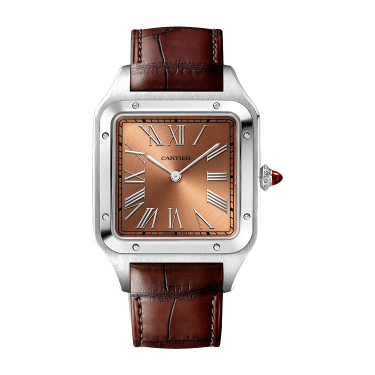 Cartier Santos-Dumont Extra Large Red Platinum Alligator Leather 33.9mm
