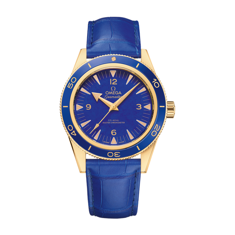 Omega Seamaster 300 Blue Yellow Gold Leather 41mm