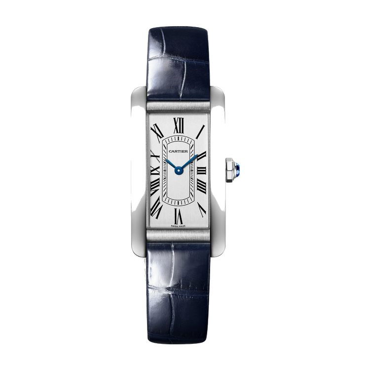 Cartier Tank Américaine Silver Steel Alligator Leather 19.4mm