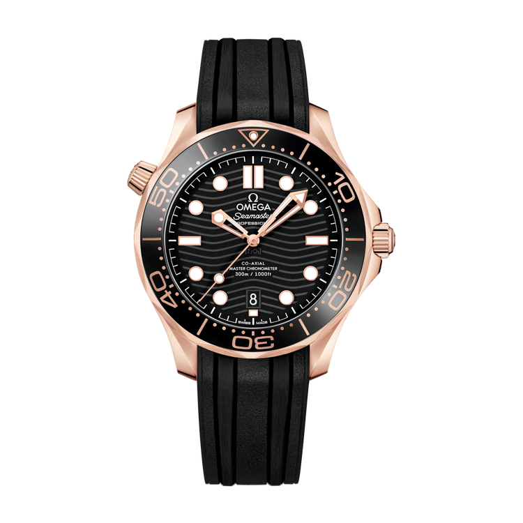 Omega Seamaster Diver 300M Black Rose Gold Rubber 42mm