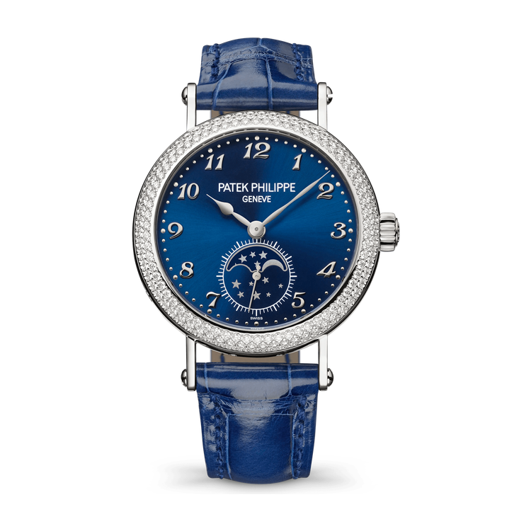 Patek Philippe Complications Blue White Gold Alligator Leather 33mm