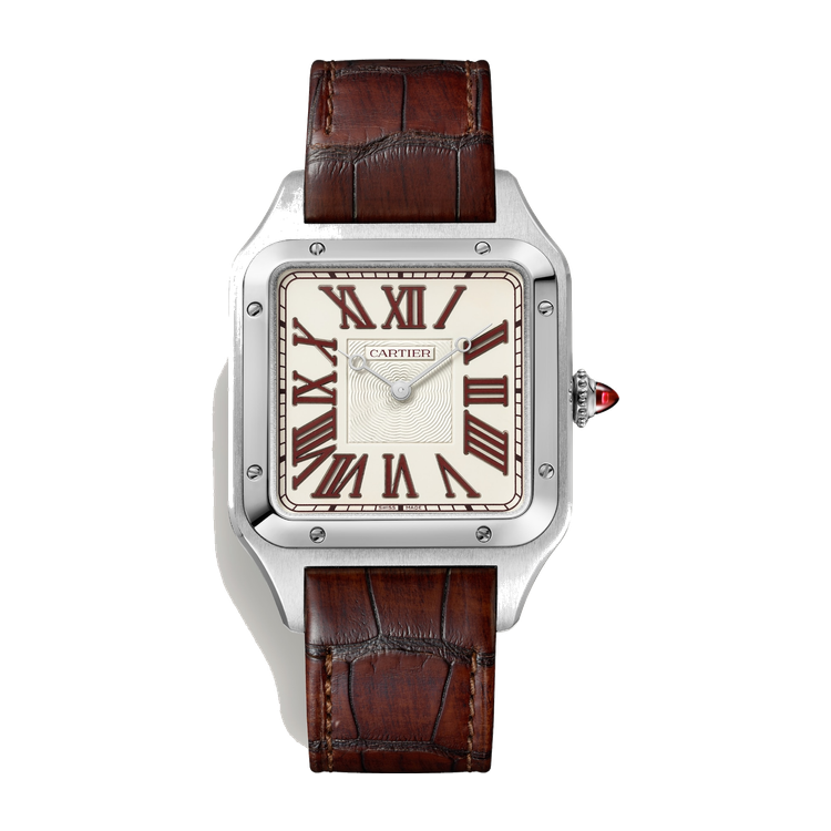 Cartier Santos-Dumont Extra Large Red Platinum Alligator Leather 33.9mm