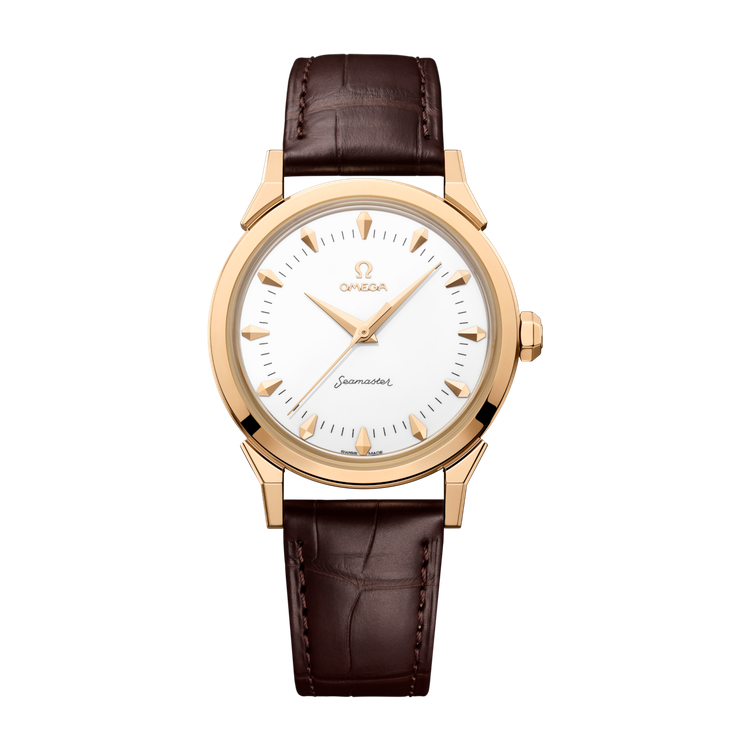 Omega Seamaster 37 mm White Yellow Gold Alligator Leather 37mm
