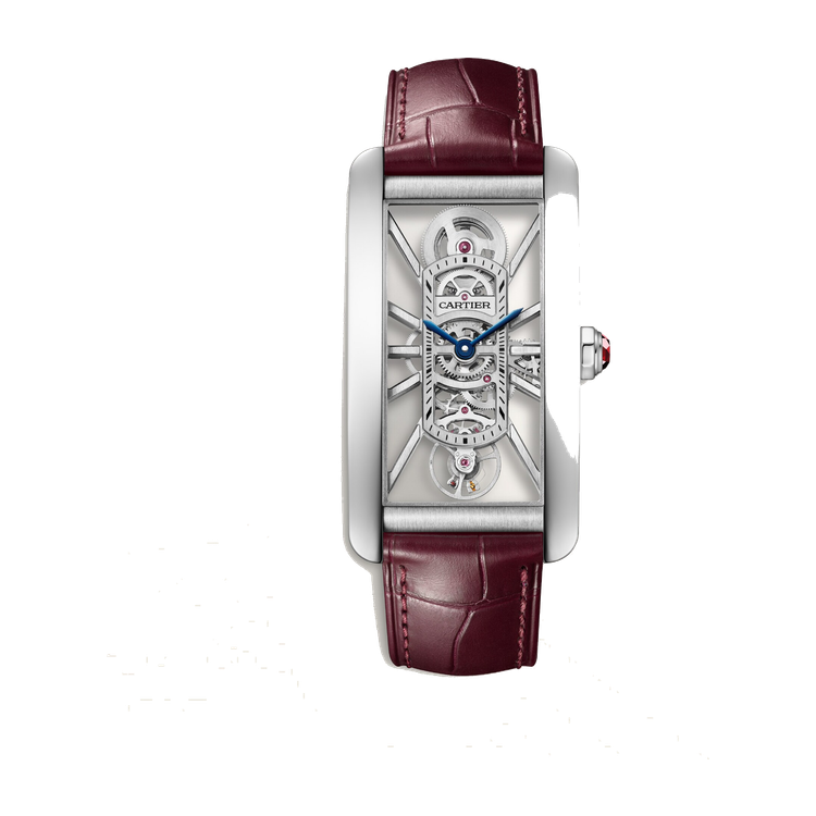 Cartier Tank Américaine Skeleton Platinum Alligator Leather 24.4mm