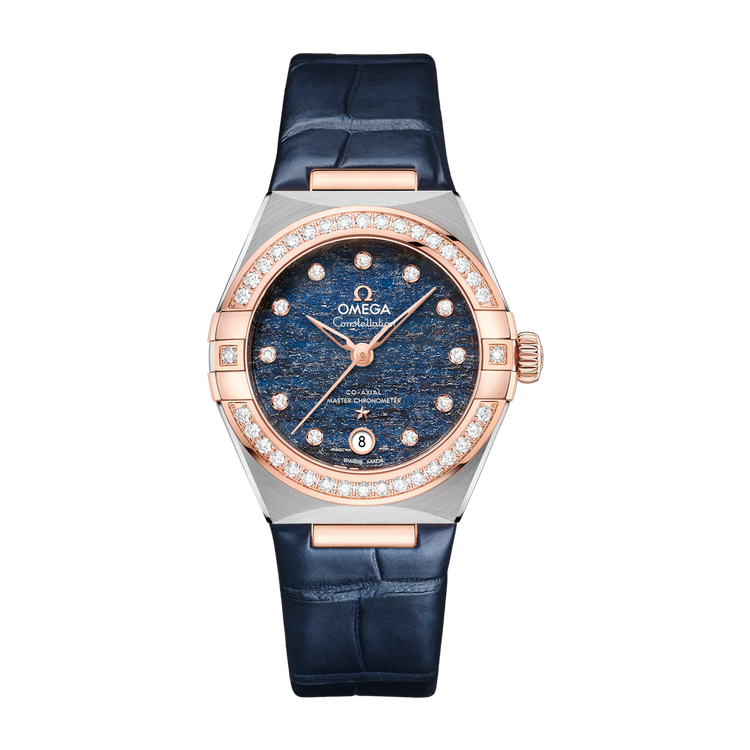 Omega Constellation Blue Two-Tone Alligator Leather 29mm
