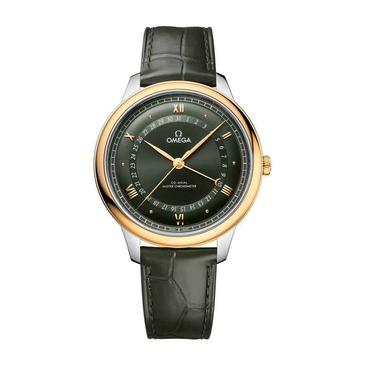 Omega De Ville Prestige Green Two-Tone Alligator Leather 42mm