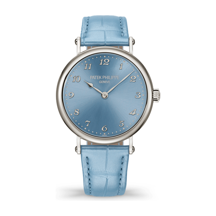 Patek Philippe Calatrava Blue White Gold Alligator Leather 34.6mm