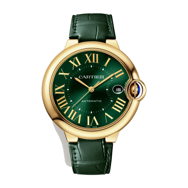 Cartier Ballon Bleu 40 mm Green Yellow Gold Alligator Leather 40mm