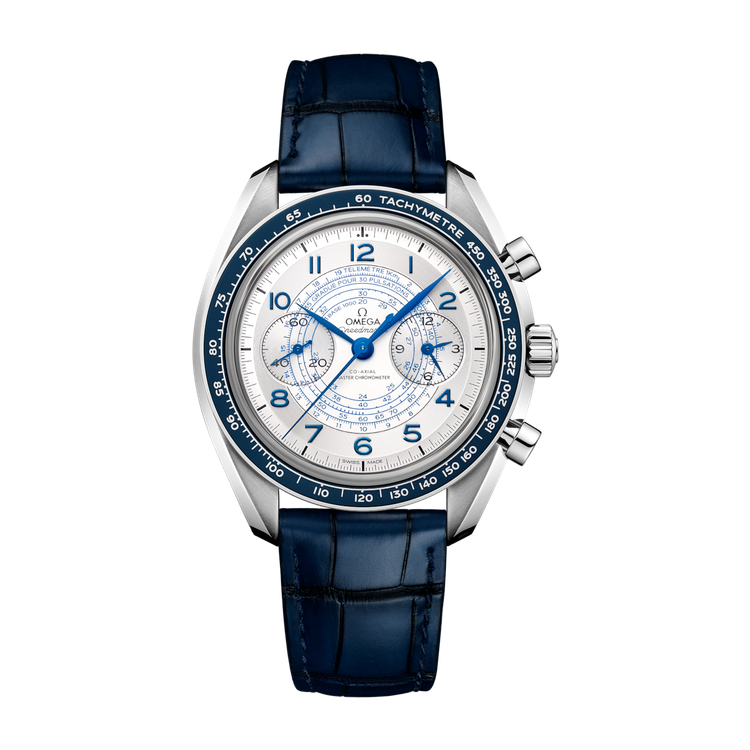 Omega Speedmaster Chronoscope Silver Steel Alligator Leather 43mm