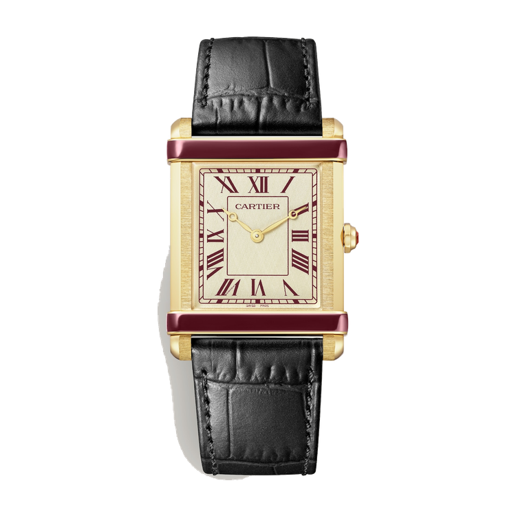 Cartier Tank Chinoise Silver Yellow Gold Alligator Leather 29.2mm