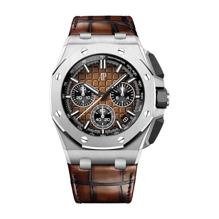 Audemars Piguet Royal Oak Offshore Selfwinding Chronograph Brown Steel Alligator Leather 43mm