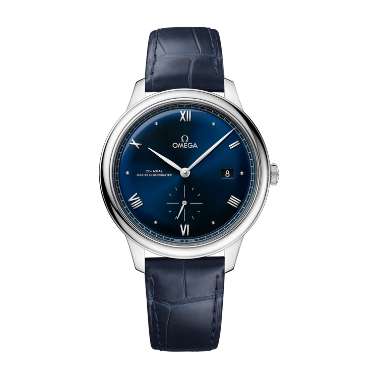 Omega De Ville Prestige Blue Steel Alligator Leather 41mm