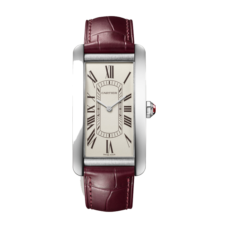Cartier Tank Américaine Cream Platinum Alligator Leather 24.4mm