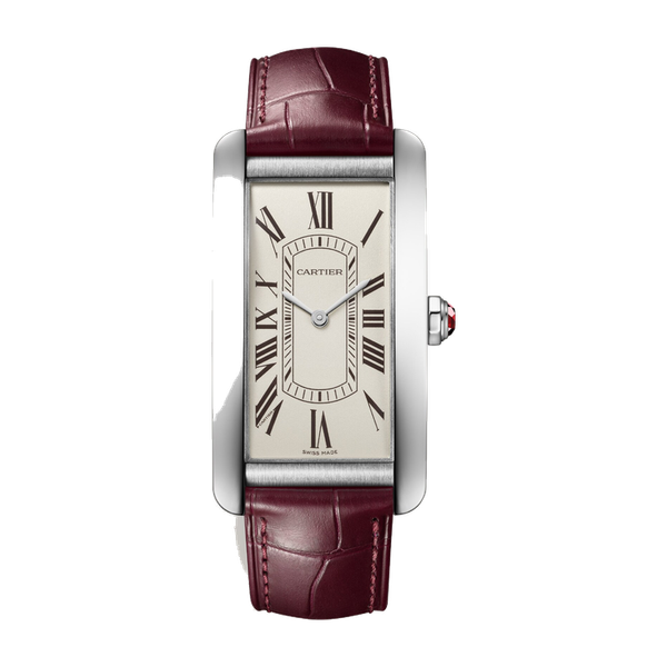Cartier Tank Américaine Cream Platinum Alligator Leather 24.4mm