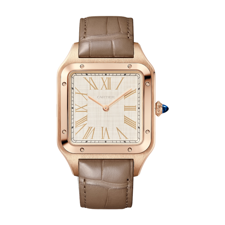 Cartier Santos-Dumont Extra Large Gold Yellow Gold Alligator Leather 33.9mm