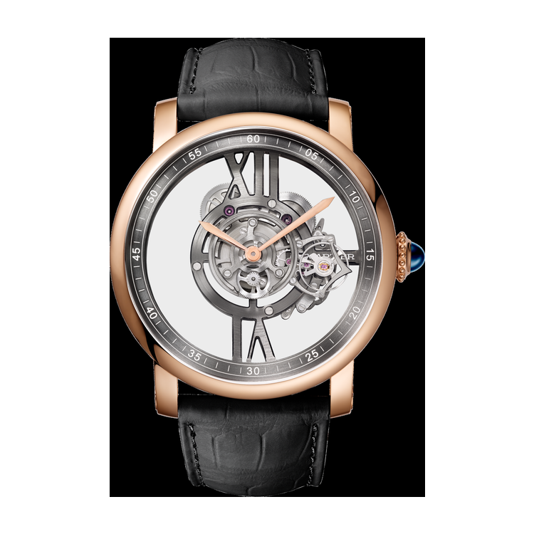 Cartier Rotonde Astrotourbillon Skeleton Rose Gold Alligator Leather 47mm