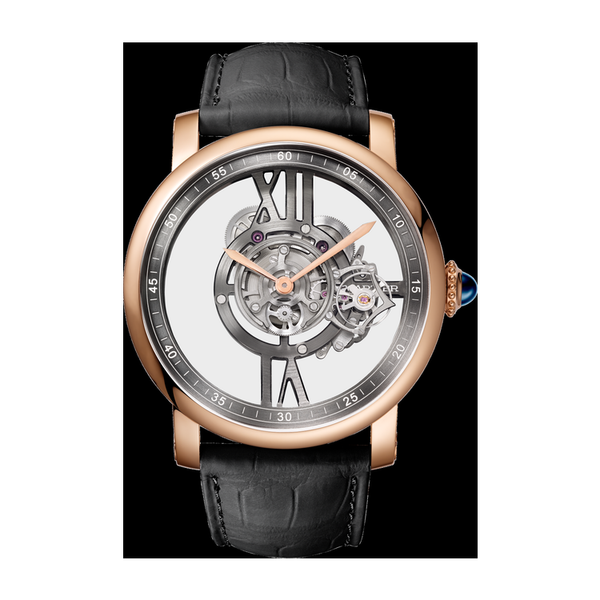 Cartier Rotonde Astrotourbillon Skeleton Rose Gold Alligator Leather 47mm